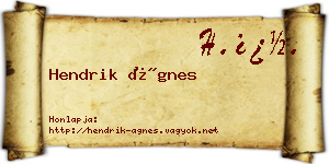 Hendrik Ágnes névjegykártya